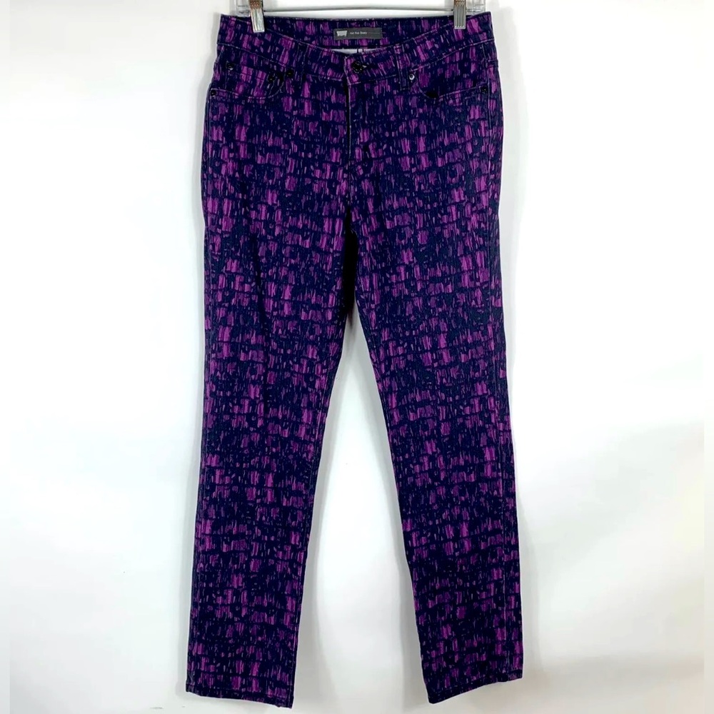 Levi's Women's Skinny Jeans Size 6 Mid Rise Purple Black Print Stretch 28” Waist